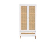 Birlea Croxley Rattan And White Finish 2 Door 1 Drawer Wardrobe Thumbnail