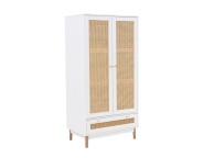 Birlea Croxley Rattan And White Finish 2 Door 1 Drawer Wardrobe Thumbnail