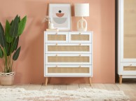 Birlea Croxley Rattan And White Finish 5 Drawer Chest Thumbnail