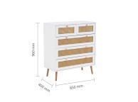 Birlea Croxley Rattan And White Finish 5 Drawer Chest Thumbnail