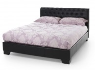 Serene Roma 4ft Small Double Black Faux Leather Bed Frame Thumbnail