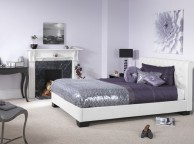 Serene Roma 4ft6 Double White Faux Leather Bed Frame Thumbnail