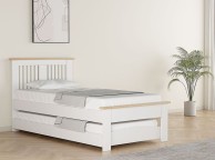 Flintshire Hendre 3ft Single White And Oak Finish Wooden Guest Bed Thumbnail