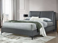 Flintshire Ashleigh 5ft Kingsize Grey PU Leather Bed Thumbnail