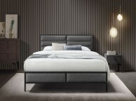 Flintshire Marford 4ft6 Double Grey PU Leather And Metal Bed Thumbnail