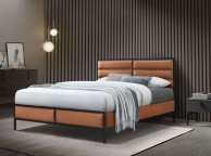Flintshire Marford 4ft6 Double Tan PU Leather And Metal Bed Thumbnail