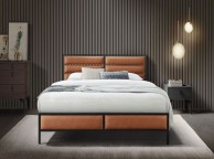 Flintshire Marford 4ft6 Double Tan PU Leather And Metal Bed Thumbnail