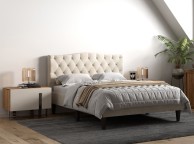 Flair Furnishings Barkby 4ft6 Double Beige Fabric Bed Frame Thumbnail