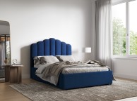 Flair Furnishings Poseidon Navy Blue Velvet Fabric 4ft6 Double Ottoman Bed Thumbnail
