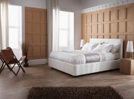 Serene Lucca 4ft Small Double White Faux Leather Ottoman Bed Frame Thumbnail