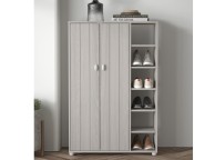 GFW Bideford Tall Shoe Cabinet Warm Grey Oak Effect Finish Thumbnail