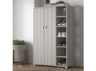 GFW Bideford Tall Shoe Cabinet Warm Grey Oak Effect Finish Thumbnail