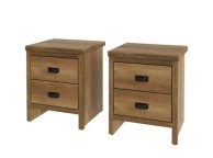 GFW Boston 2 Drawer Bedside Table PAIR in Knotty Oak Finish Thumbnail
