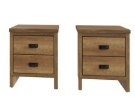 GFW Boston 2 Drawer Bedside Table PAIR in Knotty Oak Finish Thumbnail