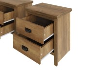 GFW Boston 2 Drawer Bedside Table PAIR in Knotty Oak Finish Thumbnail