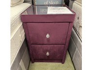STORE CLEARANCE Millbrook 2 Drawer Bedside In Berry Fabric Thumbnail
