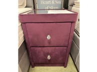 STORE CLEARANCE Millbrook 2 Drawer Bedside In Berry Fabric Thumbnail