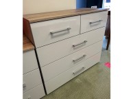 STORE CLEARANCE Rauch Morella 5 Drawer Chest In Soft Grey And Oak Thumbnail
