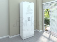 Birlea Lynx White with White Gloss 2 Door Wardrobe Thumbnail