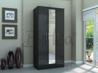 Birlea Lynx Black with Black Gloss 3 Door Wardrobe with Mirror Thumbnail