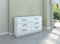 Birlea Lynx White Gloss 6 Drawer Wide Chest of Drawers Thumbnail