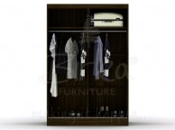 Birlea Lynx Walnut With Black Gloss Sliding Door Wardrobe with Mirror Thumbnail