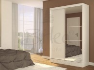 Birlea Lynx White Gloss Sliding Door Wardrobe with Mirror Thumbnail