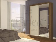 Birlea Lynx Walnut with Cream Gloss Sliding Door Wardrobe with Mirror Thumbnail