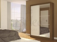 Birlea Lynx Walnut with White Gloss Sliding Door Wardrobe with Mirror Thumbnail