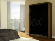 Birlea Lynx Walnut with Black Gloss Sliding Door Wardrobe Thumbnail