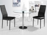 Birlea Romford Glass Dining Table Set with Two Chairs - Black Thumbnail