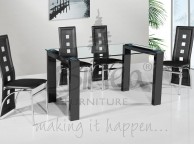 Birlea Finchley Glass Dining Table Set with Four Chairs - Black Thumbnail