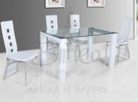 Birlea Finchley Glass Dining Table Set with Four Chairs - White Thumbnail