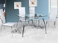 Birlea Hampton Glass Dining Table Set with Four Chairs - White Thumbnail