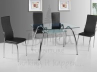 Birlea Hampton Glass Dining Table Set with Four Chairs - Black Thumbnail