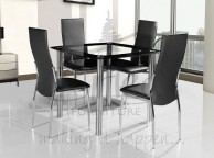 Birlea Croydon Glass Dining Table Set with Four Chairs - Black Thumbnail