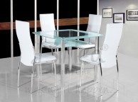 Birlea Croydon Glass Dining Table Set with Four Chairs - White Thumbnail