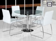 Birlea Stratford Glass Dining Table Set with Four Chairs - White Thumbnail
