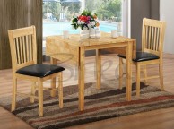 Birlea Oxford Oak Finished Drop Leaf Dining Table Set with Two Chairs Thumbnail