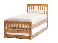Serene Amelia 3ft Single Oak Finish Wooden Guest Bed Frame Thumbnail