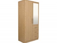 GFW Manhattan Oak 2 Door 3 Drawer Wardrobe With Mirror Thumbnail