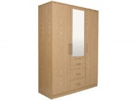 GFW Manhattan Oak 3 Door 3 Drawer Wardrobe With Mirror Thumbnail