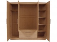 GFW Manhattan Oak 4 Door 2 Drawer Wardrobe With Mirrors Thumbnail