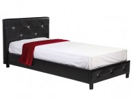 GFW Crystal 3ft Single Black Faux Leather Bed Frame Thumbnail