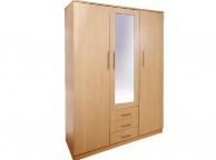 GFW Las Vegas 3 Door 3 Drawer Beech Wardrobe With Mirror Thumbnail