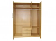 GFW Las Vegas 3 Door 3 Drawer Beech Wardrobe With Mirror Thumbnail