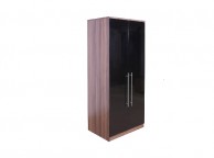 GFW Modular 2 Door Walnut And Black Gloss Wardrobe Thumbnail