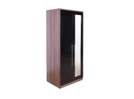 GFW Modular 2 Door Walnut And Black Gloss Wardrobe With Mirror Thumbnail