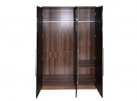 GFW Modular 3 Door Walnut And Black Gloss Wardrobe With Mirror Thumbnail