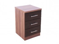 GFW Modular 3 Drawer Bedside In Walnut And Black Gloss Thumbnail